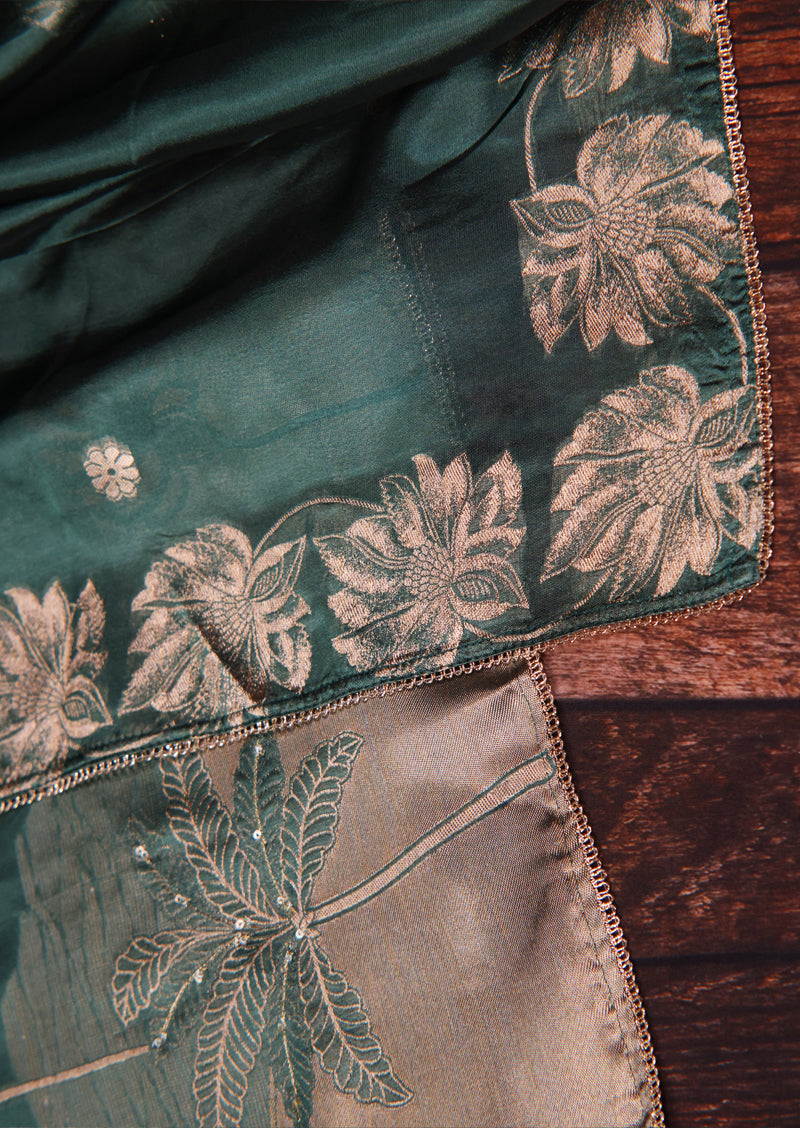NADA – Bemberg Silk Salwar Suit with Gold Floral Jacquard and Handwork