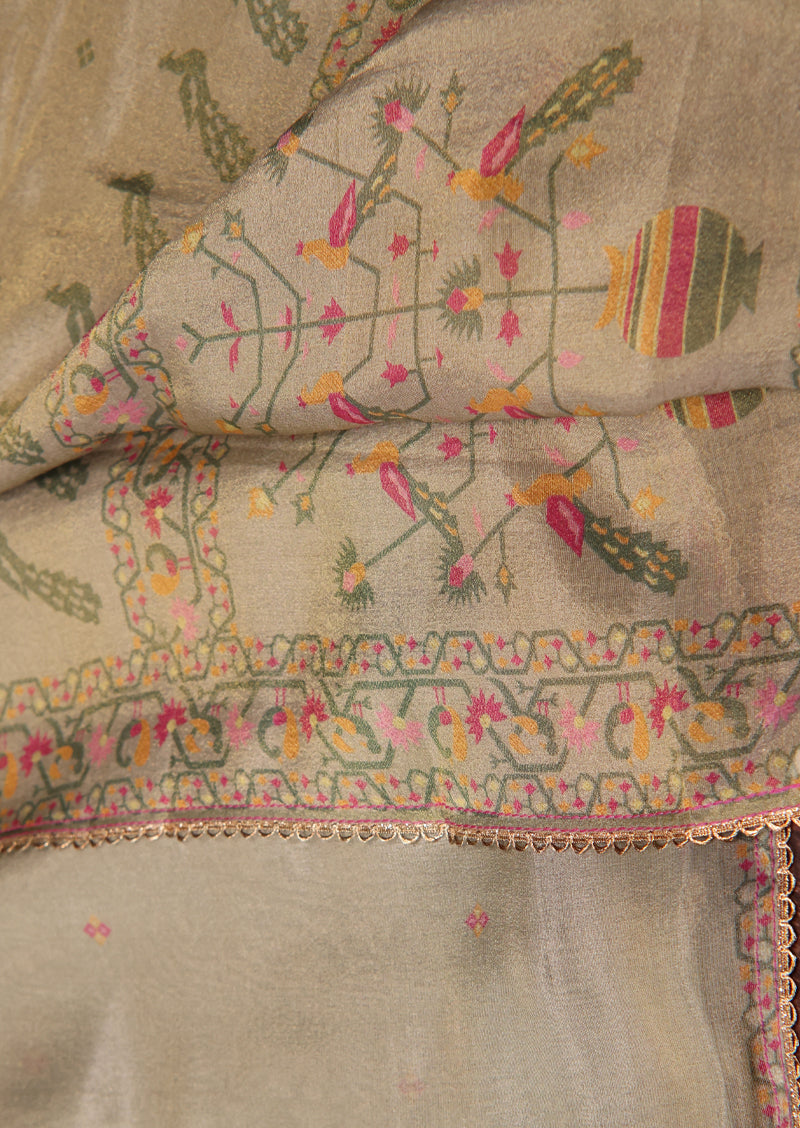 DHANVIKA – Bemberg Silk Handwork Suit with Silk Dupatta