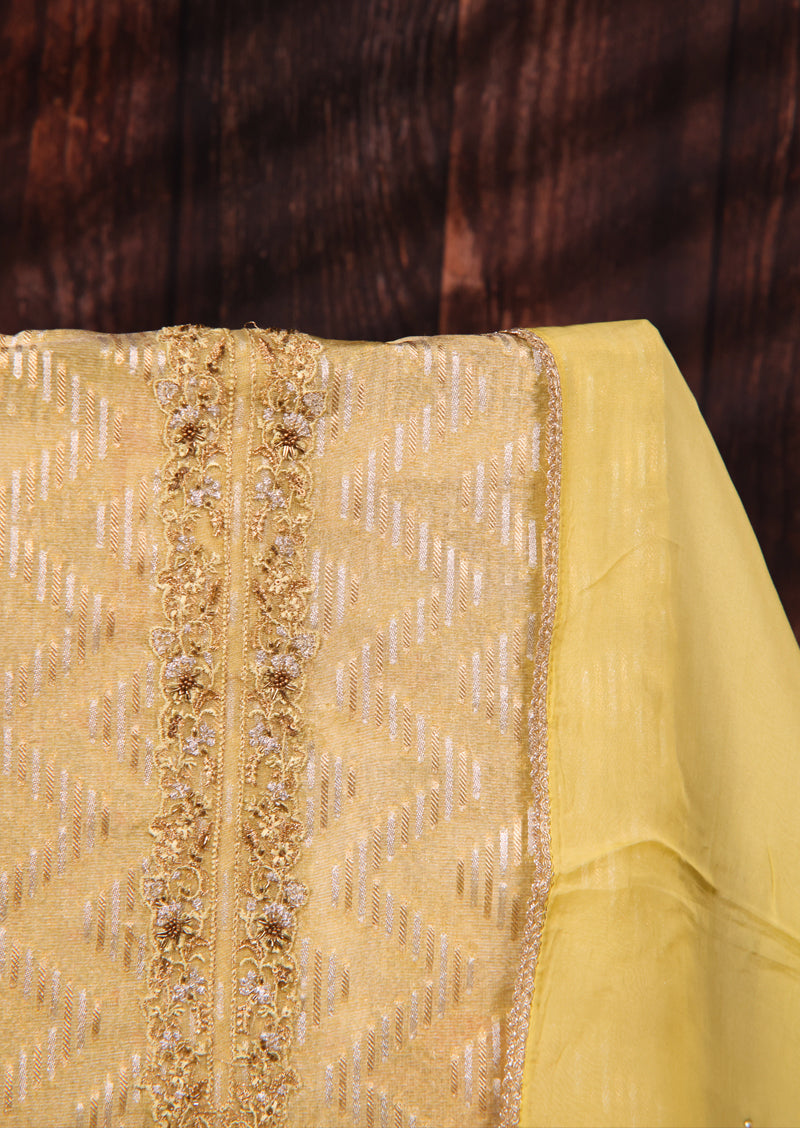 Silver Mist – Bemberg Silk Salwar Suit with Organza Dupatta