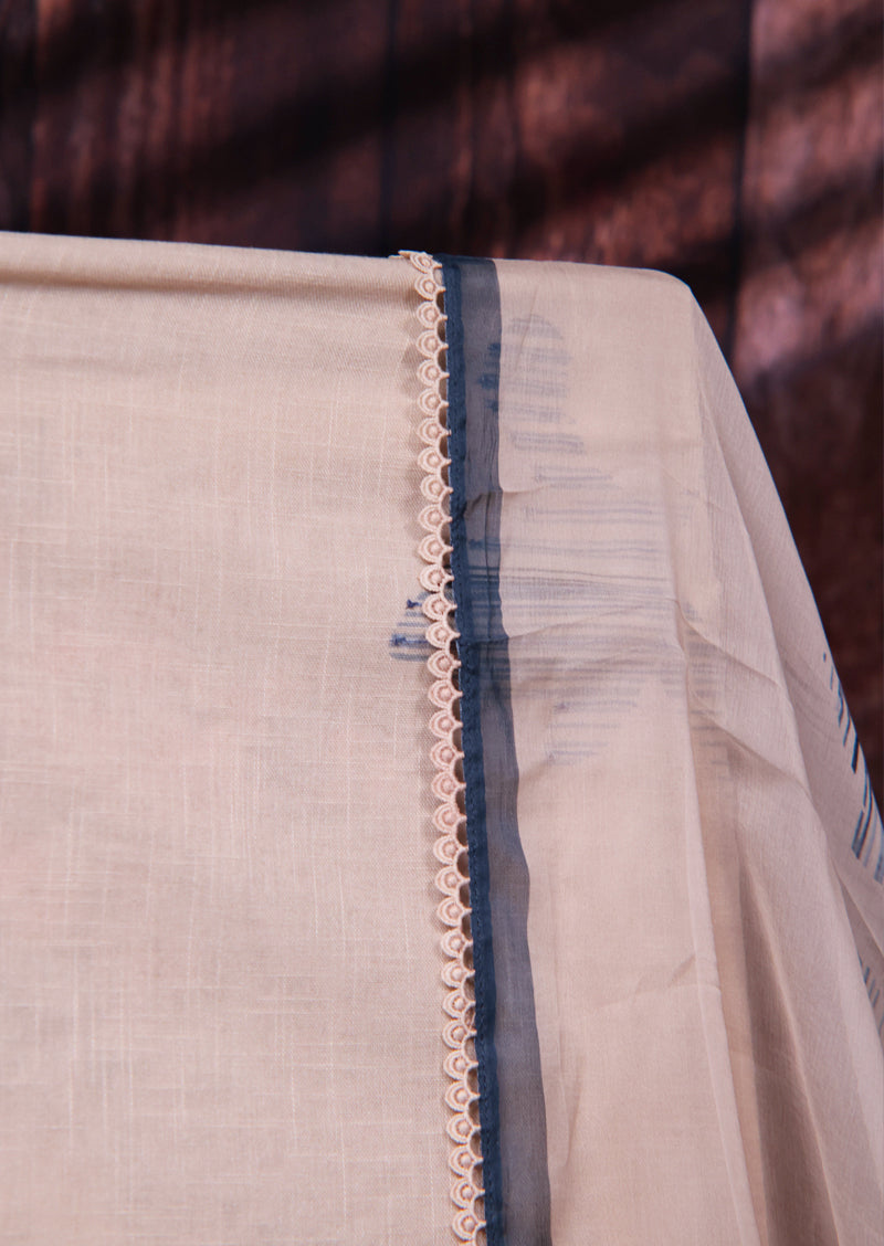 BEIGE BLUE – Premium Cotton Salwar Suit with Indigo Prints and Chiffon Dupatta
