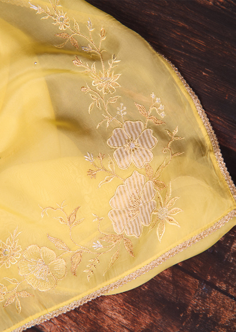 Silver Mist – Bemberg Silk Salwar Suit with Organza Dupatta