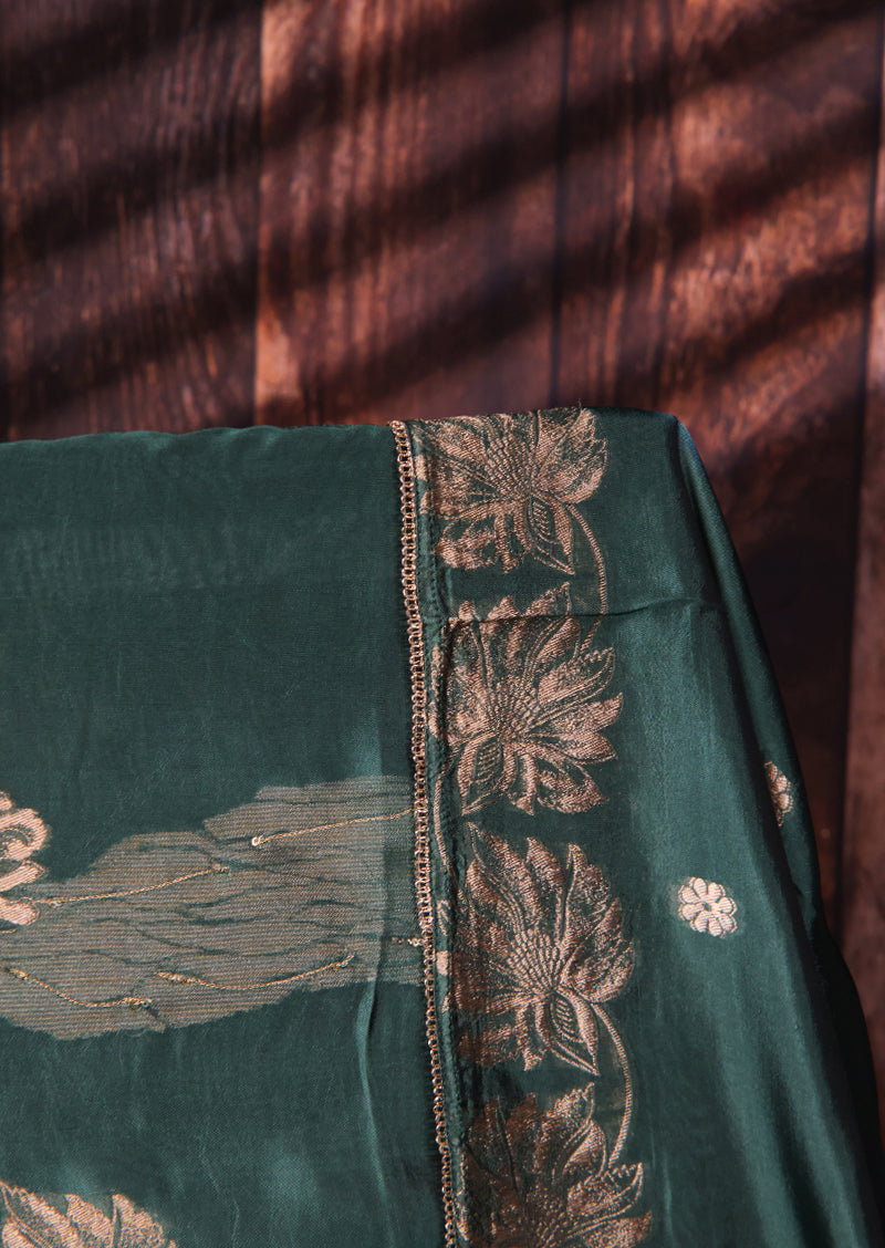 NADA – Bemberg Silk Salwar Suit with Gold Floral Jacquard and Handwork