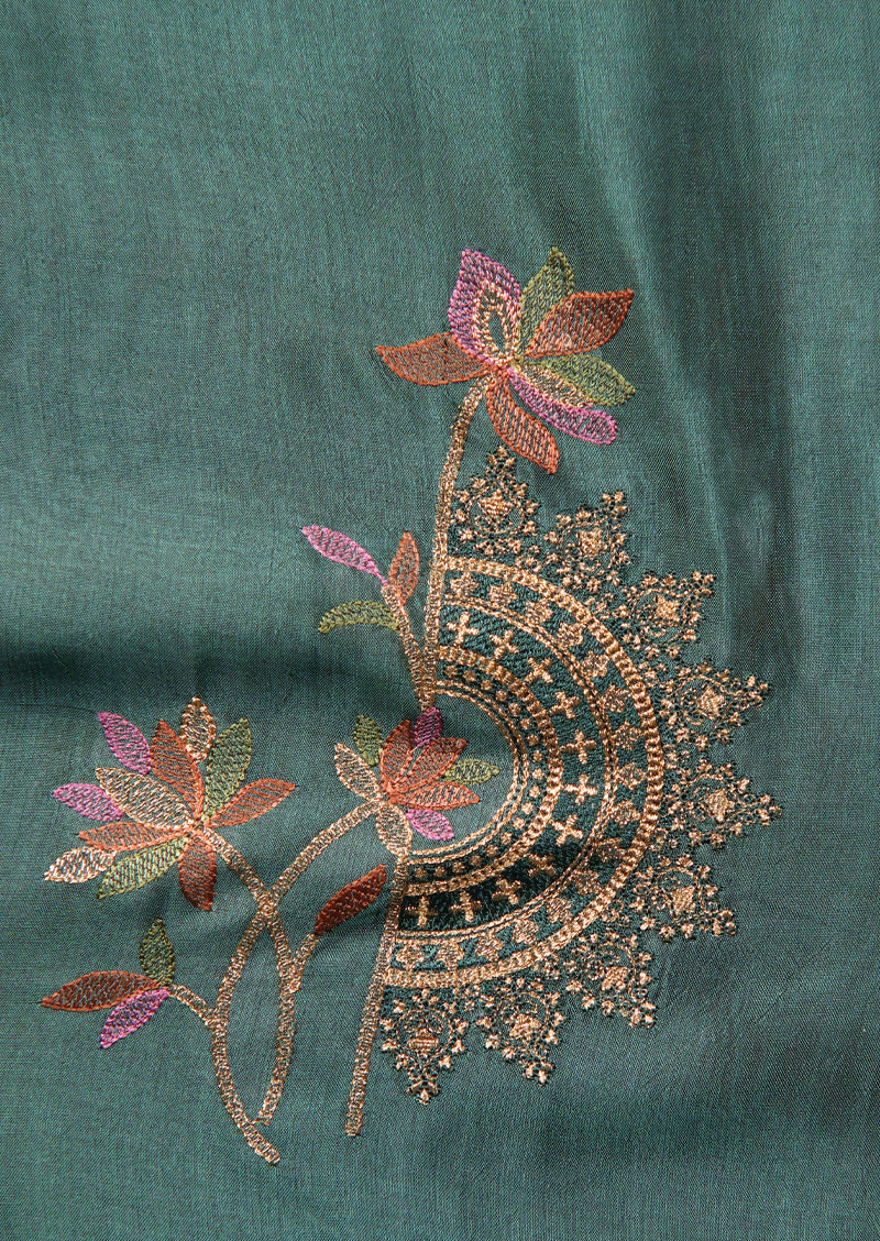 MINAKSHI – Bemberg Silk Handwork Suit with Checked Jacquard Dupatta