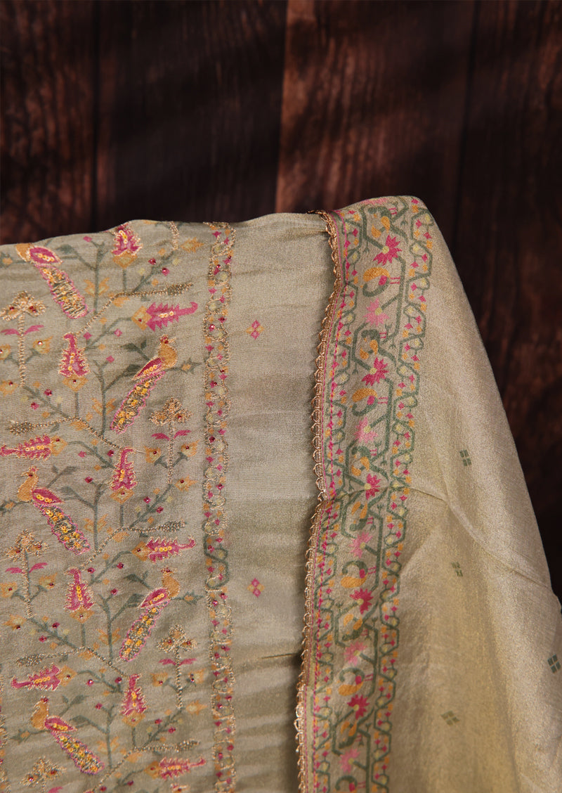 DHANVIKA – Bemberg Silk Handwork Suit with Silk Dupatta