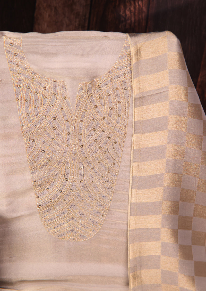 JOVINA – Bemberg Silk Handwork Suit with Checked Jacquard Dupatta