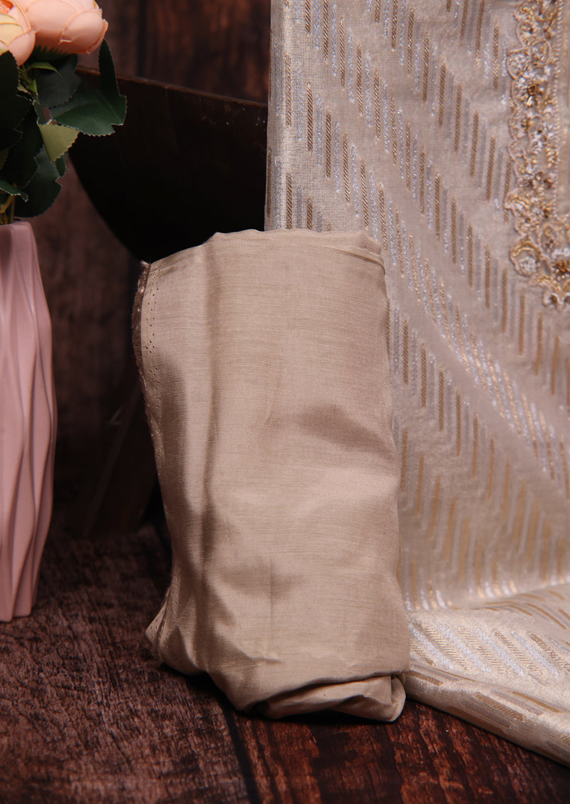 Silver Mist – Bemberg Silk Salwar Suit with Organza Dupatta