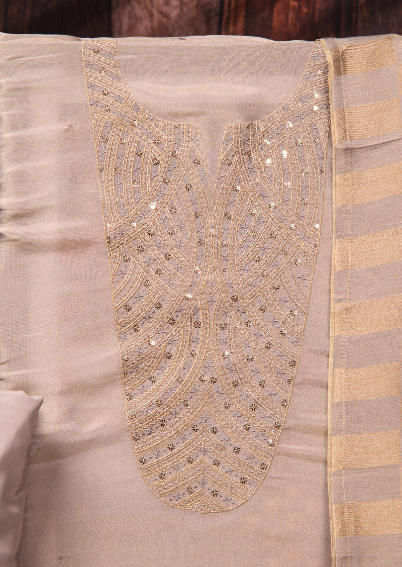 JOVINA – Bemberg Silk Handwork Suit with Checked Jacquard Dupatta