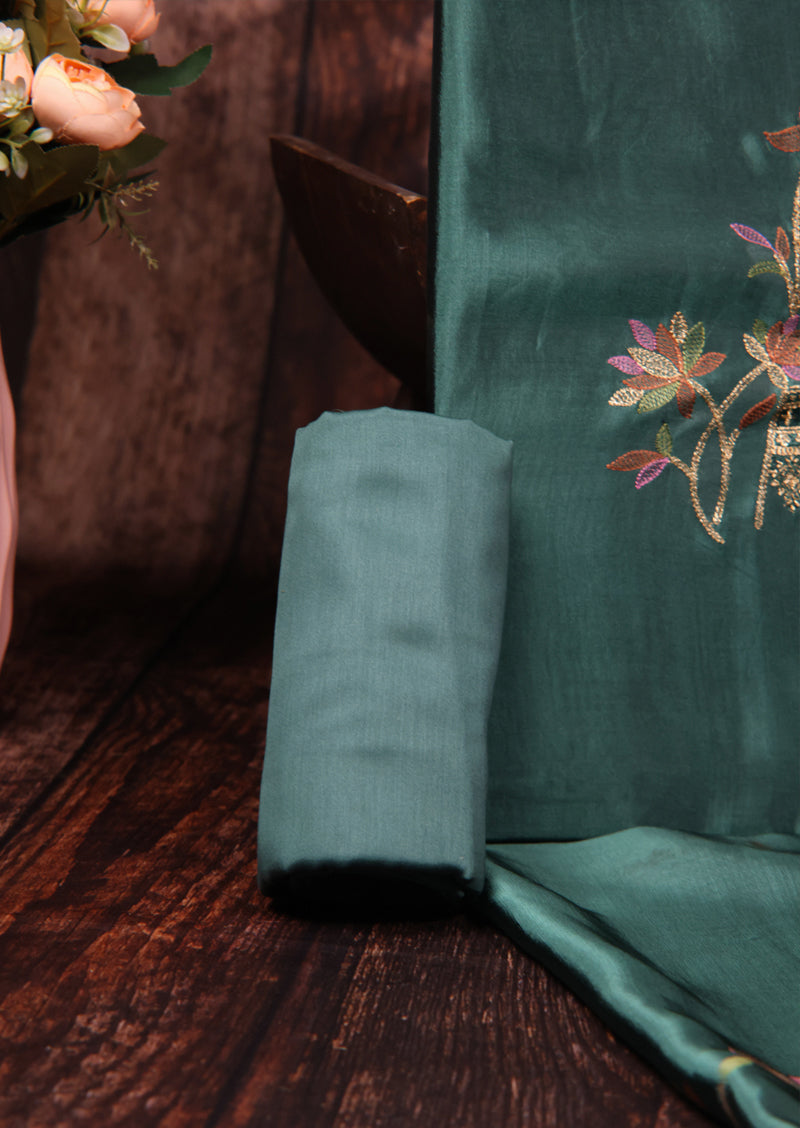 MINAKSHI – Bemberg Silk Handwork Suit with Checked Jacquard Dupatta