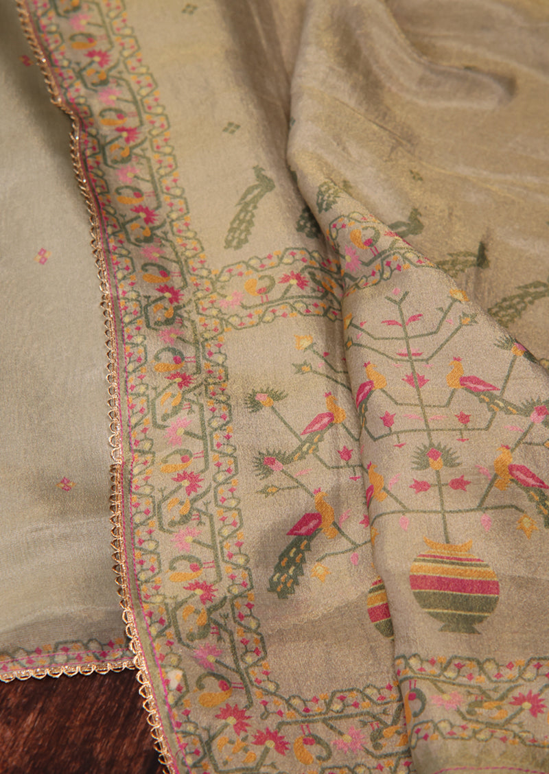 DHANVIKA – Bemberg Silk Handwork Suit with Silk Dupatta
