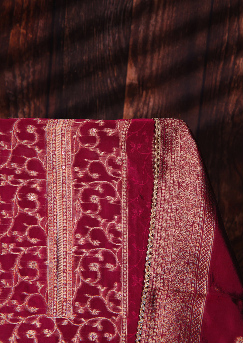 OSHEA – Premium Pure Viscose Woven Silk Jacquard Salwar Suit with Dupatta