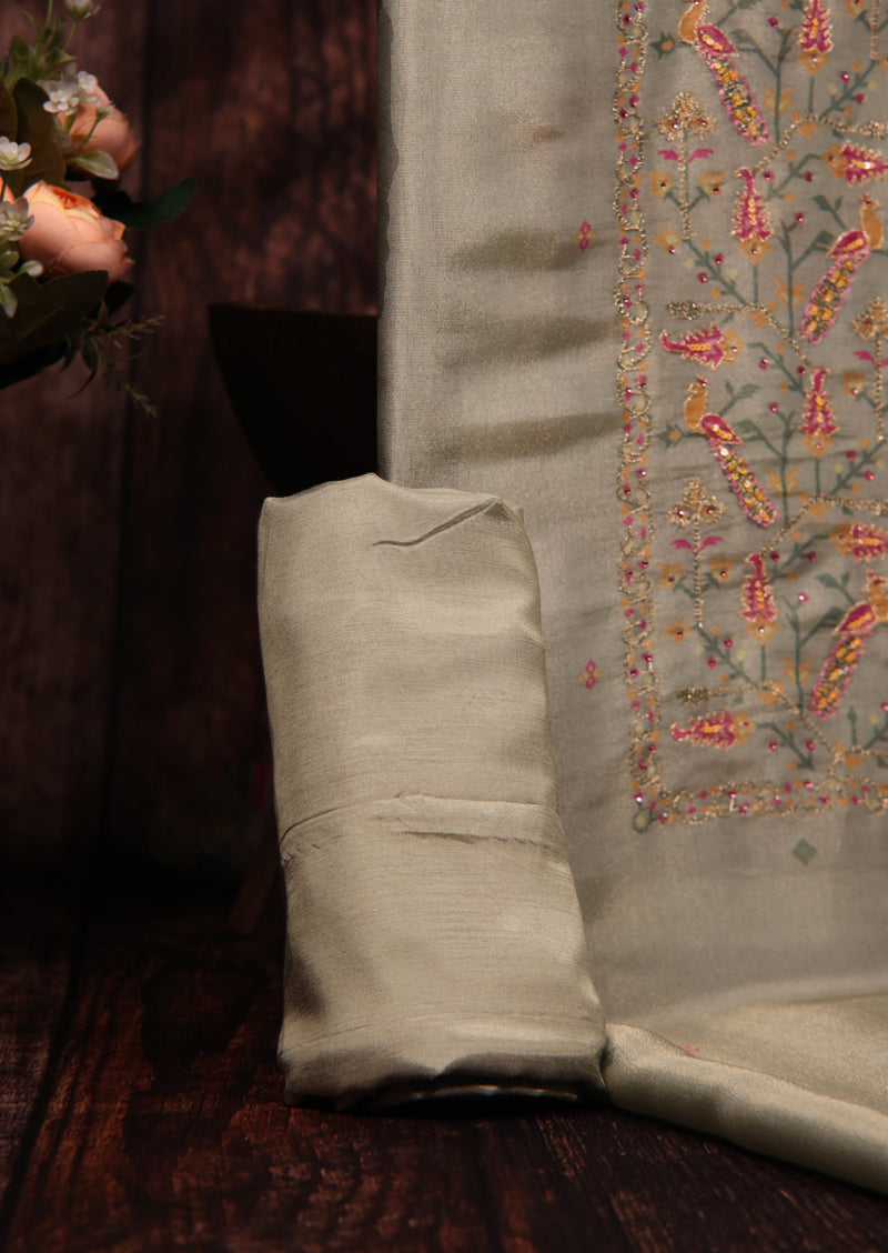 DHANVIKA – Bemberg Silk Handwork Suit with Silk Dupatta