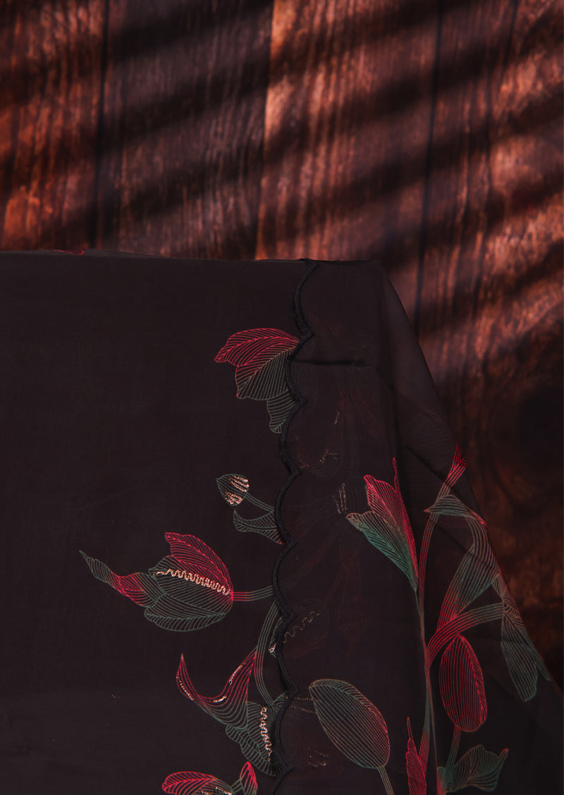 Midnight Bloom – Premium Organza Salwar Suit with Floral Design