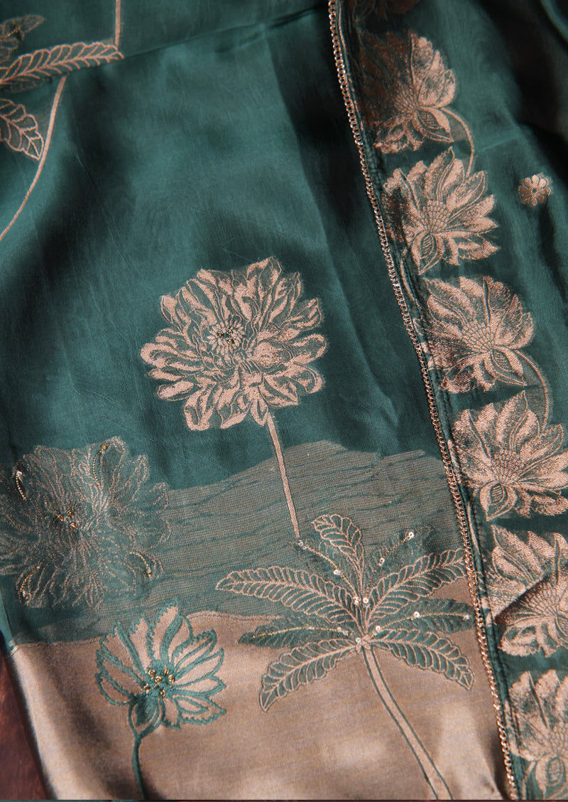 NADA – Bemberg Silk Salwar Suit with Gold Floral Jacquard and Handwork