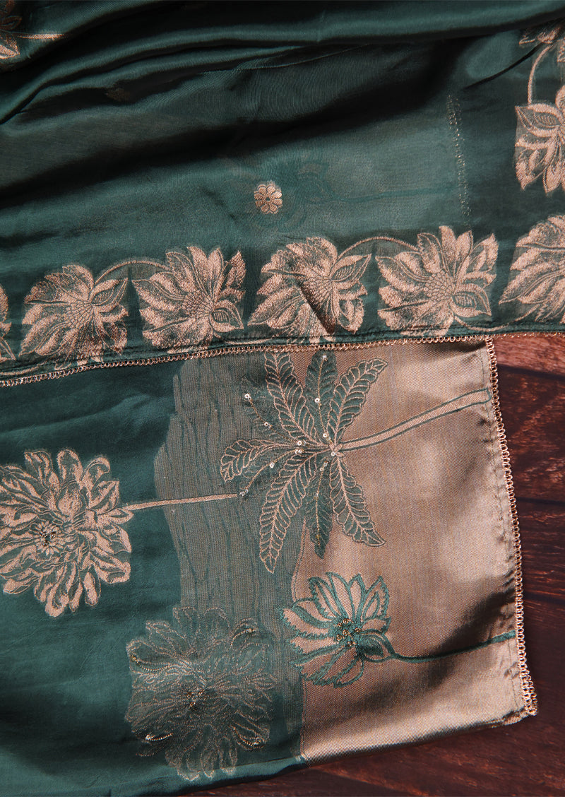 NADA – Bemberg Silk Salwar Suit with Gold Floral Jacquard and Handwork