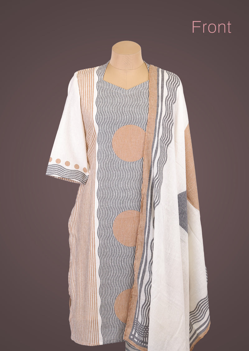 RIYA CIRCLE - Organic Khadi Cotton Salwar Set with Natural Dyed Prints and Cotton Dupatta