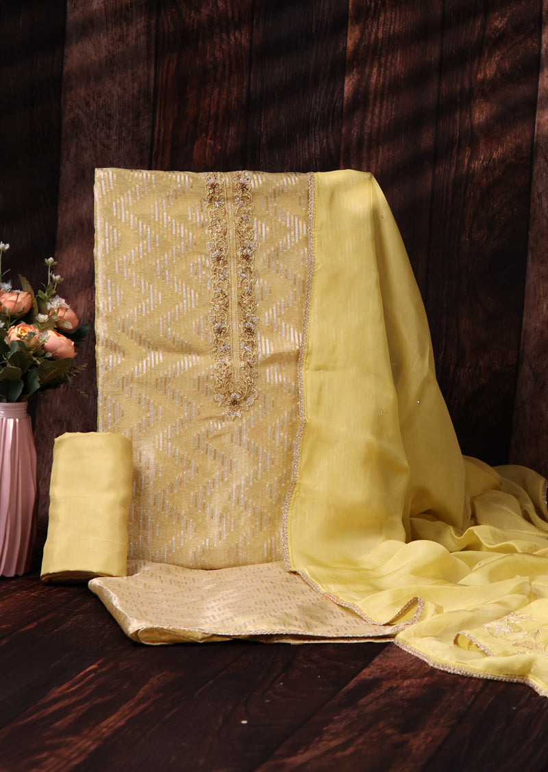 Silver Mist – Bemberg Silk Salwar Suit with Organza Dupatta