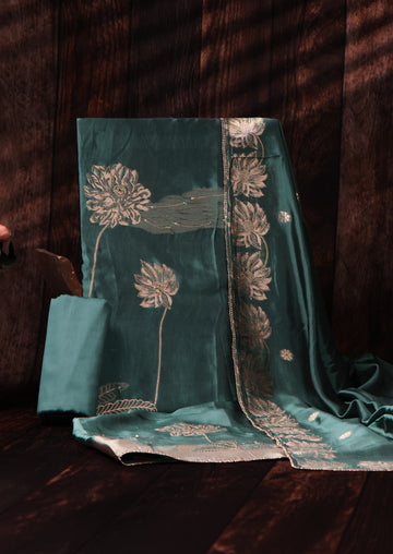 NADA – Bemberg Silk Salwar Suit with Gold Floral Jacquard and Handwork