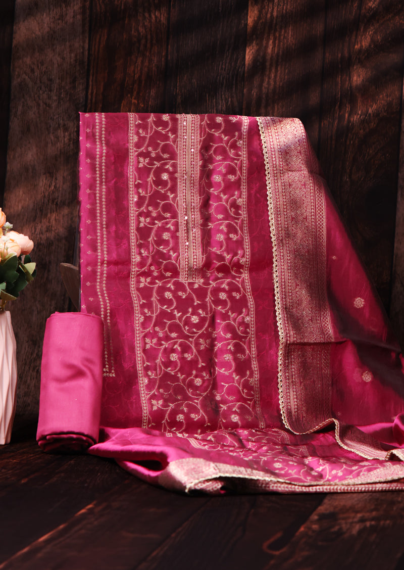 OSHEA – Premium Pure Viscose Woven Silk Jacquard Salwar Suit with Dupatta