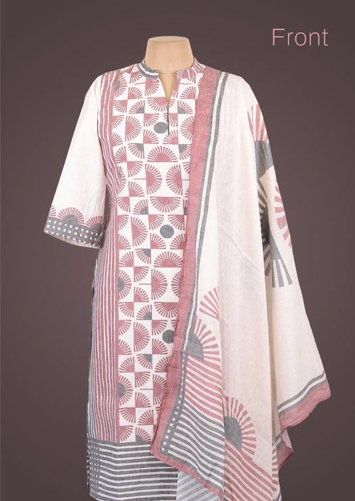 RIYA SUN - Organic Khadi Cotton Salwar Set with Natural Dyed Prints and Cotton Dupatta