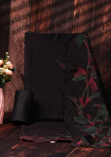 Midnight Bloom – Premium Organza Salwar Suit with Floral Design