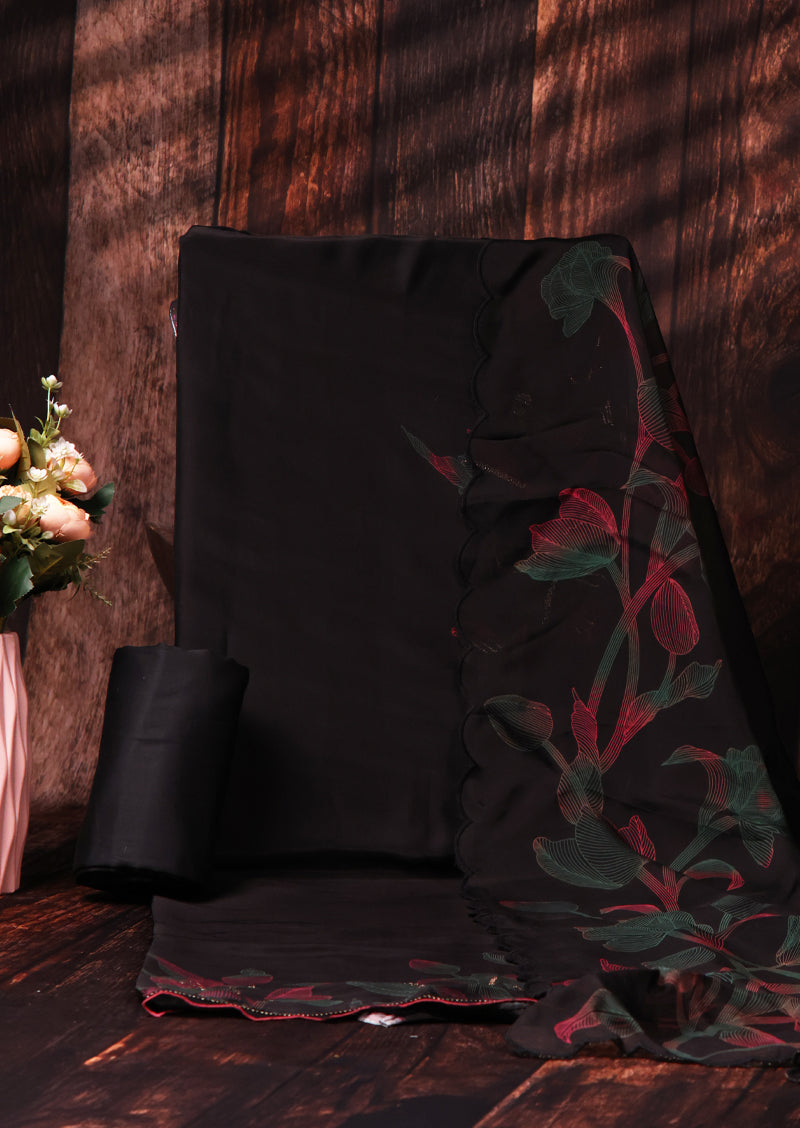 Midnight Bloom – Premium Organza Salwar Suit with Floral Design