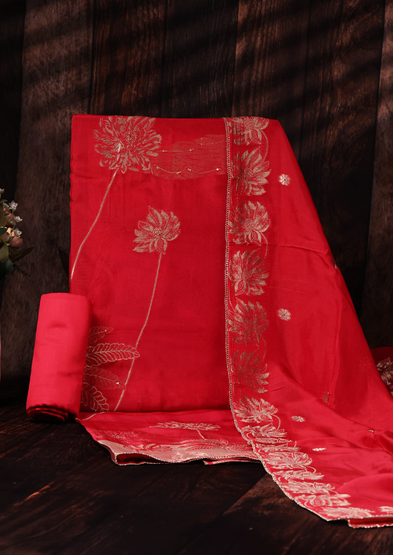 NADA – Bemberg Silk Salwar Suit with Gold Floral Jacquard and Handwork