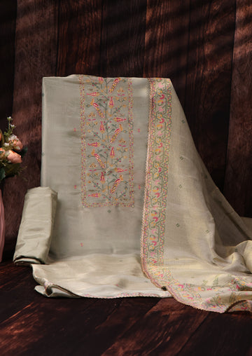 DHANVIKA – Bemberg Silk Handwork Suit with Silk Dupatta