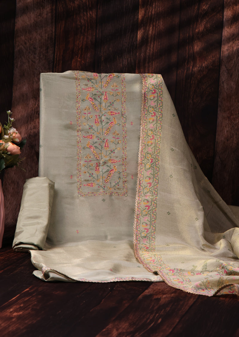 DHANVIKA – Bemberg Silk Handwork Suit with Silk Dupatta