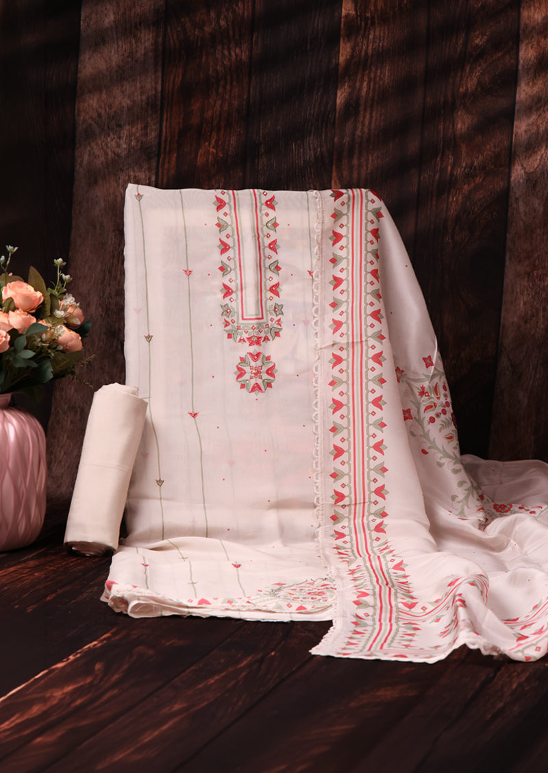 IVORY BLOOM – Premium Organza Salwar Suit with Silk Bottom and Dupatta