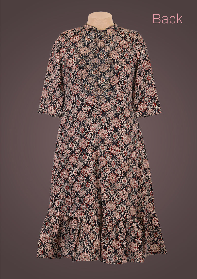 Shrug Edit - Cotton A-Line Top with Ajrakh Printed Shrug Set