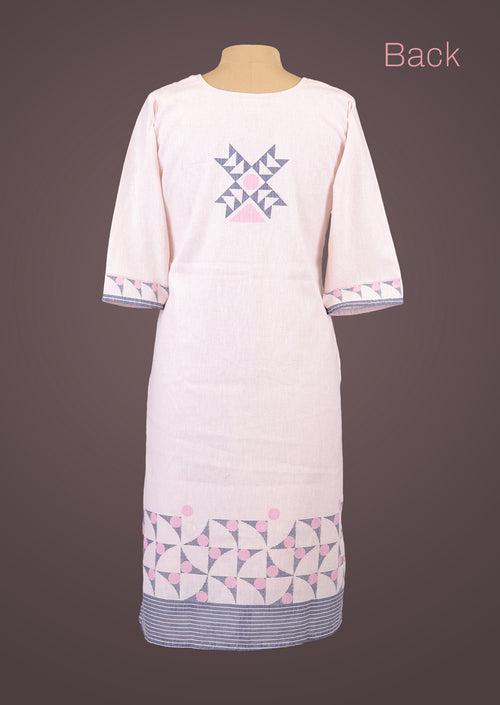RIYA PINK - Organic Khadi Cotton Salwar Set with Printed Cotton Dupatta