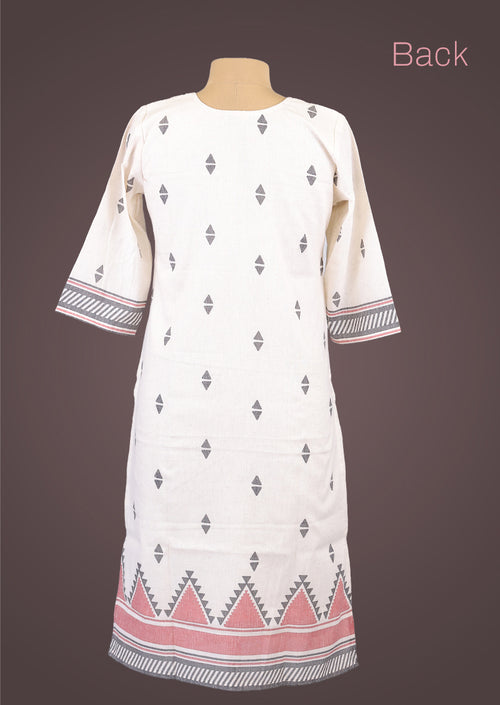 RIYA TRIANGLE – Organic Khadi Cotton Salwar Set with Printed Cotton Dupatta