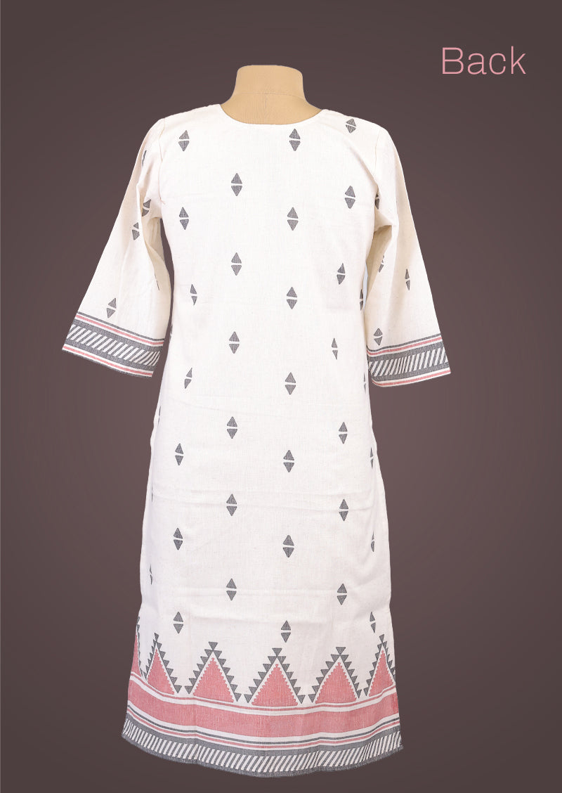 RIYA TRIANGLE – Organic Khadi Cotton Salwar Set with Printed Cotton Dupatta