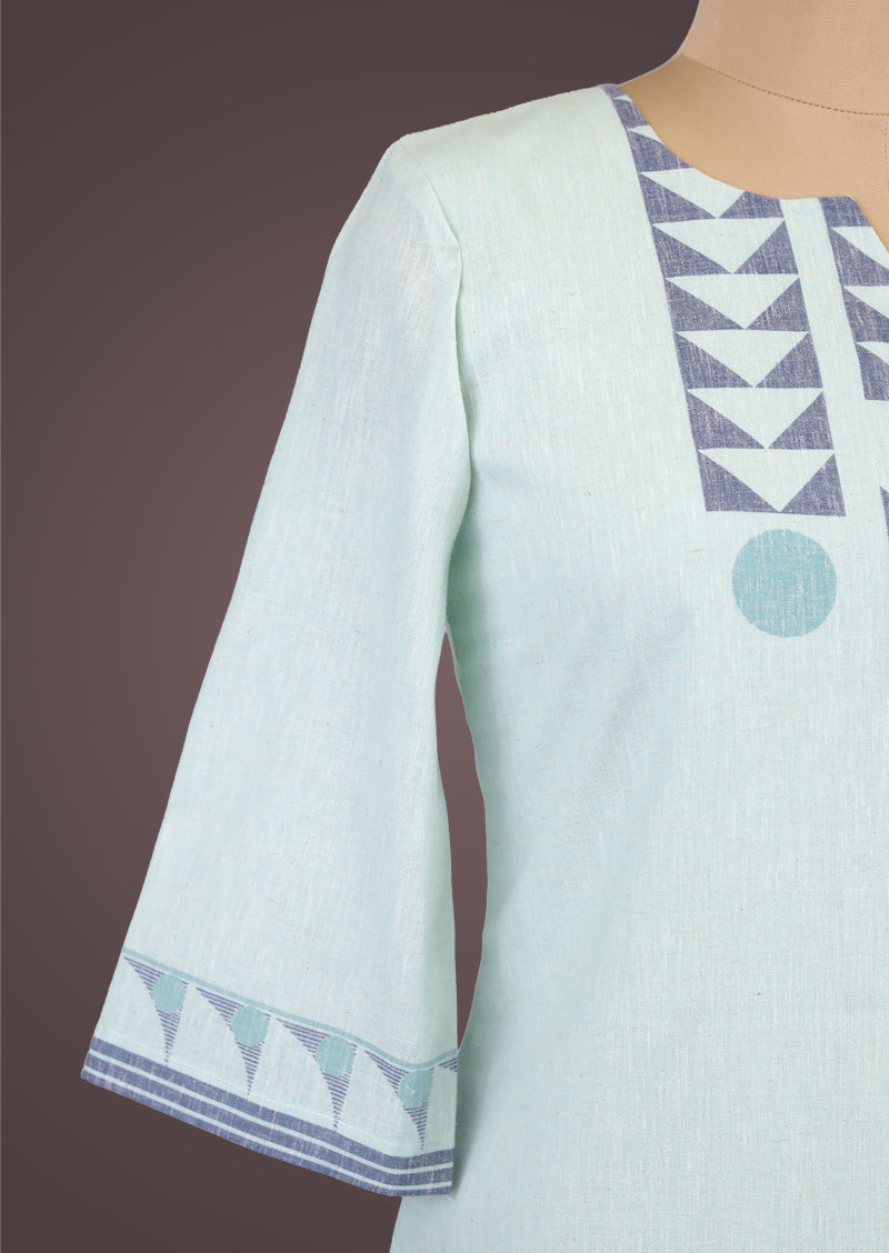 RIYA BLUE - Organic Khadi Cotton Salwar Set with Natural Dyed Prints and Cotton Dupatta