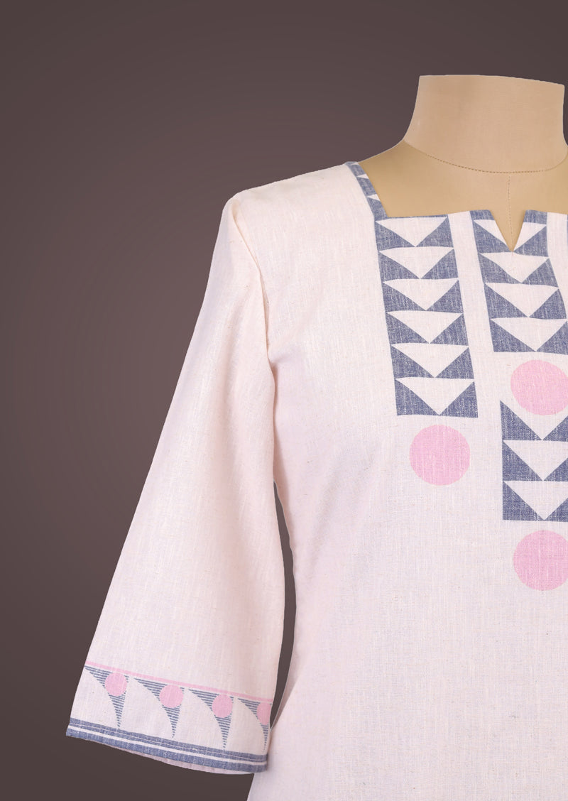 RIYA PINK - Organic Khadi Cotton Salwar Set with Printed Cotton Dupatta
