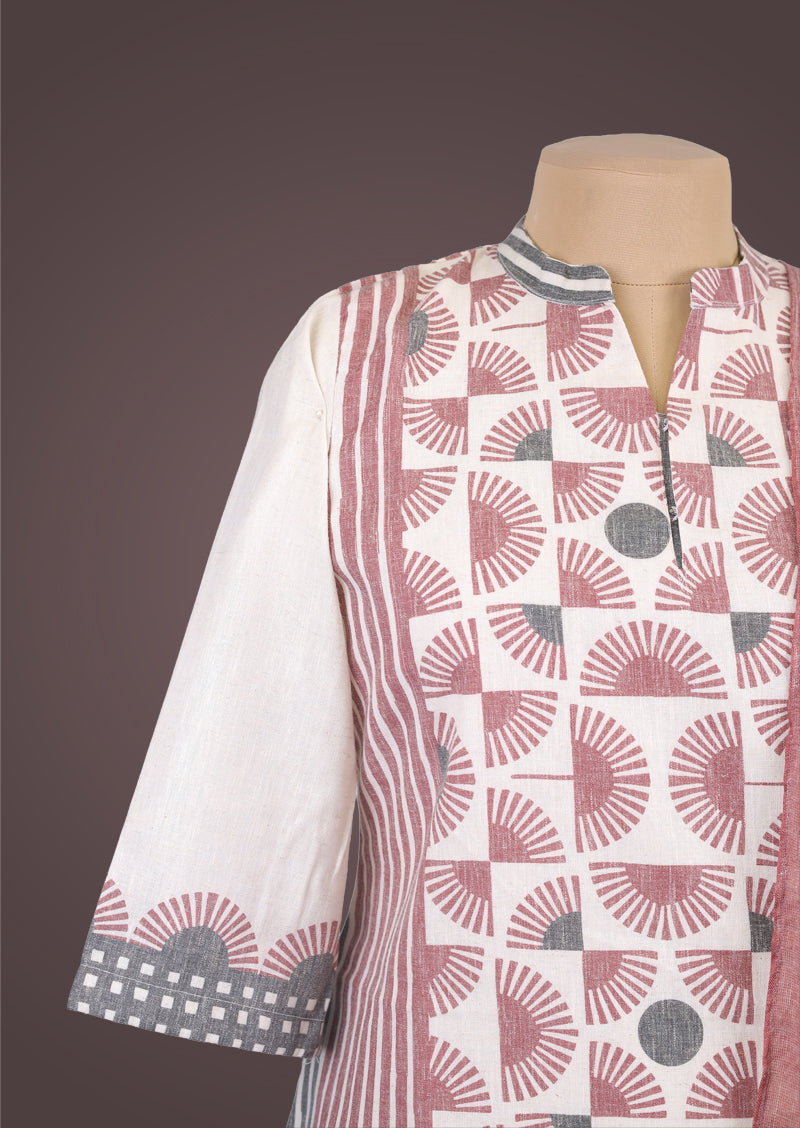 RIYA SUN - Organic Khadi Cotton Salwar Set with Natural Dyed Prints and Cotton Dupatta
