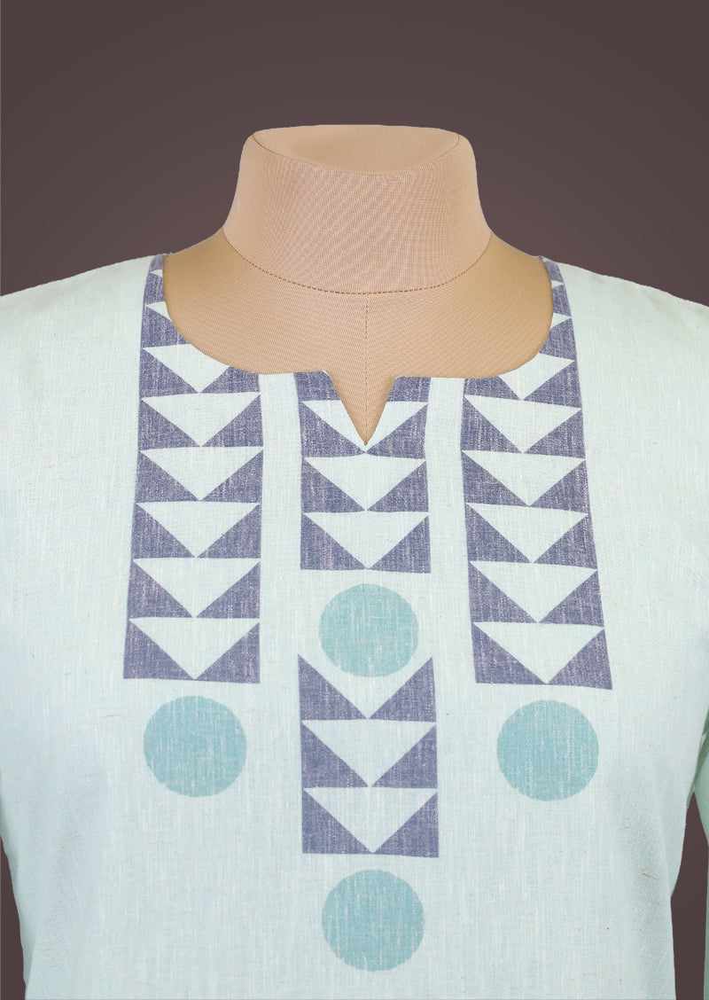 RIYA BLUE - Organic Khadi Cotton Salwar Set with Natural Dyed Prints and Cotton Dupatta
