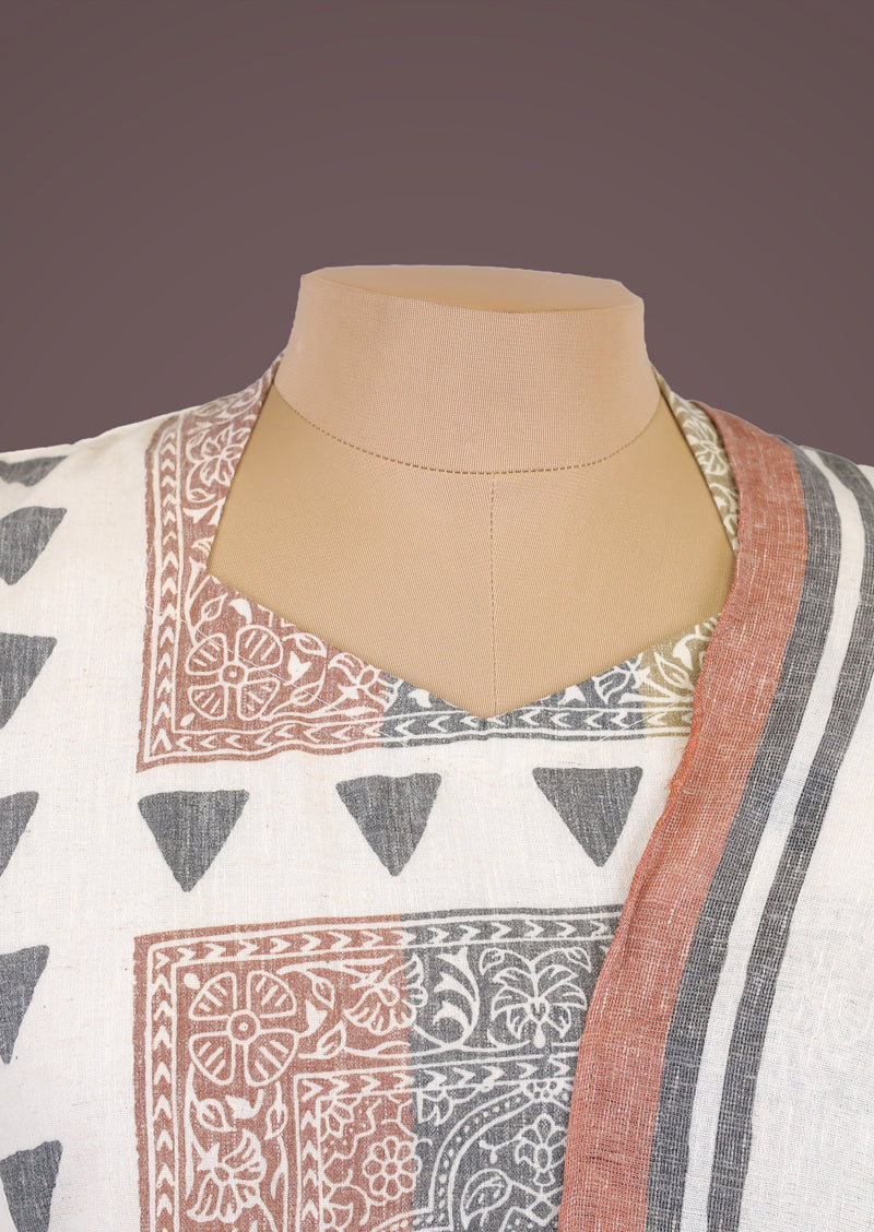 RIYA SQUARE – Organic Khadi Cotton Salwar Set with Printed Cotton Dupatta
