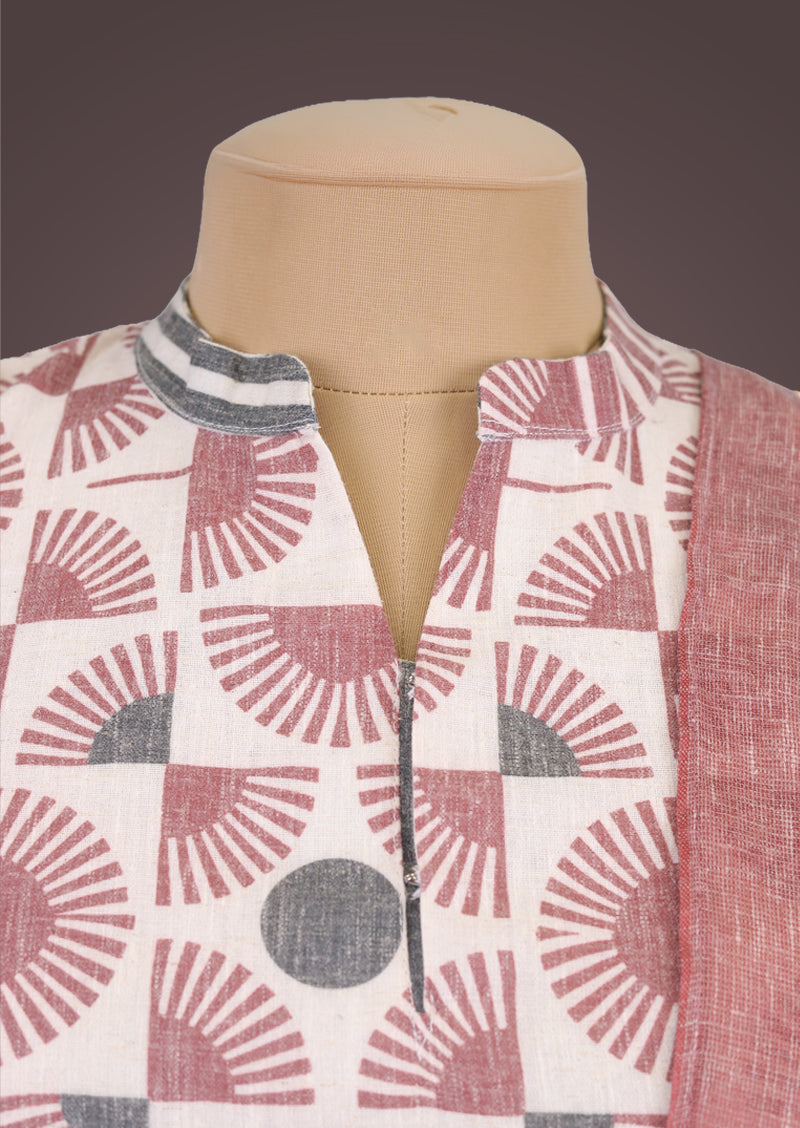 RIYA SUN - Organic Khadi Cotton Salwar Set with Natural Dyed Prints and Cotton Dupatta