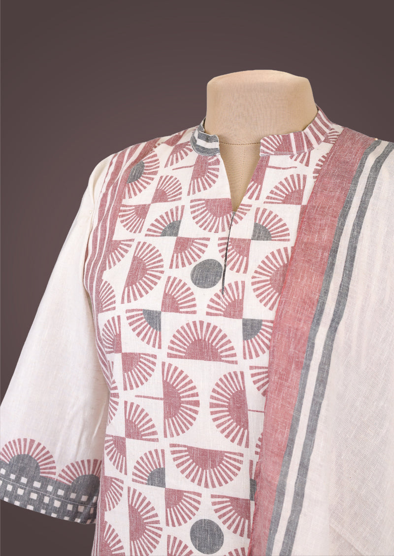 RIYA SUN - Organic Khadi Cotton Salwar Set with Natural Dyed Prints and Cotton Dupatta