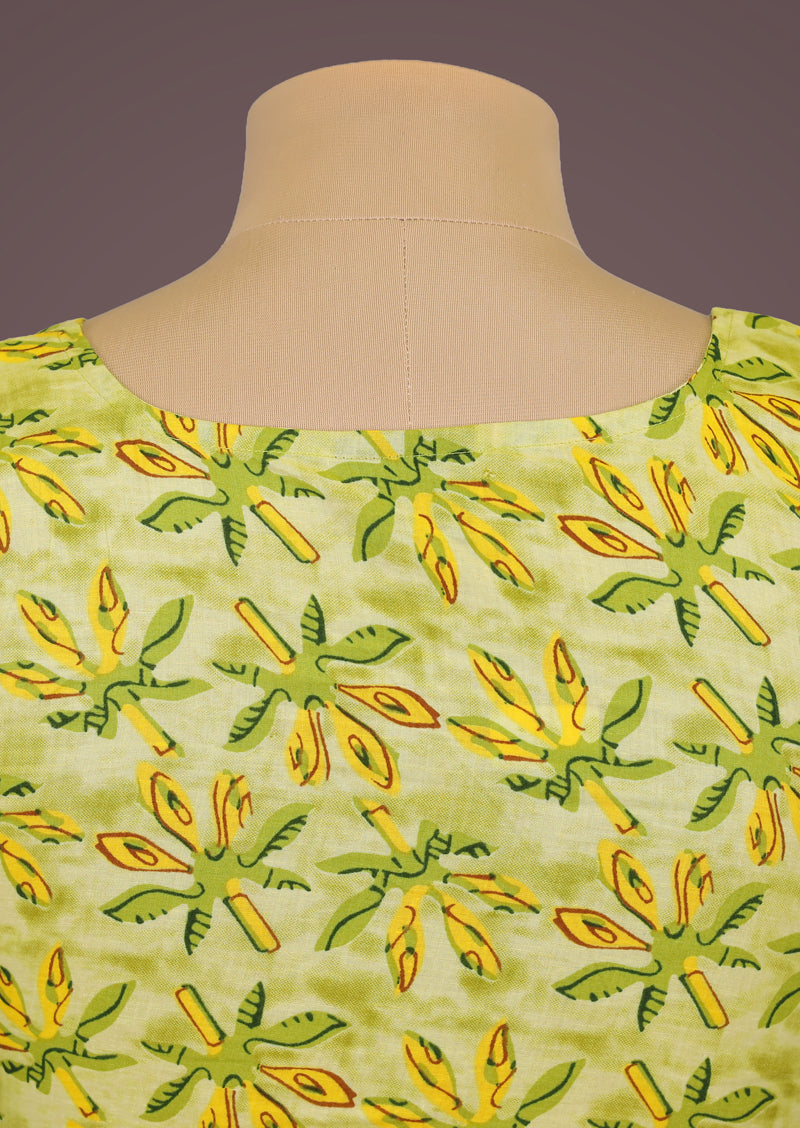 CORAL – Printed Pure Cotton Dress with Puffed Sleeves