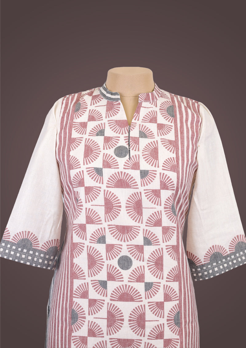RIYA SUN - Organic Khadi Cotton Salwar Set with Natural Dyed Prints and Cotton Dupatta